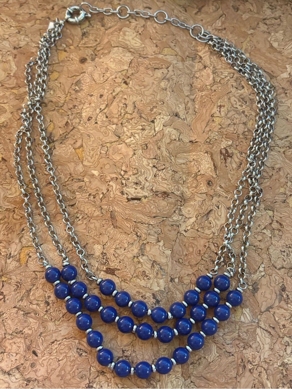 Banana Republic 3 Strand Necklace with Blue Beads
